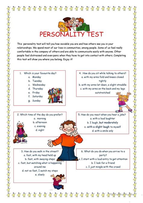 Printable Personality Tests & Quizzes .